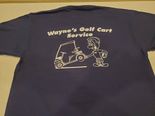 Load image into Gallery viewer, T SHIRTS   NAVY  BLUE   SIZE    LARGE  WAYNES GOLF CARTS NICE!!!