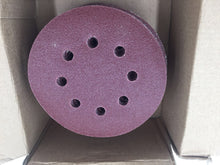 Load image into Gallery viewer, 5 inch 8 hole Sanding Discs Hook + Loop 100pcs 20 each 80-100-120-150-220 GRIT
